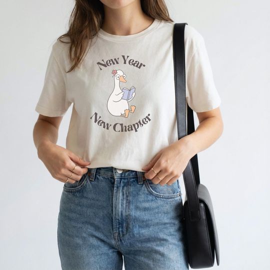 Discover Reading Goose Graphic Tee: New Year, New Chapter Motivation Shirt to Book Lover