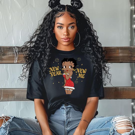 Discover Betty Boop New Year T-shirt, Holiday Graphic Tee, Comfort Colors Motivation Shirt, Christmas Gifts 2026 T-shirt, New Year New Me Shirt