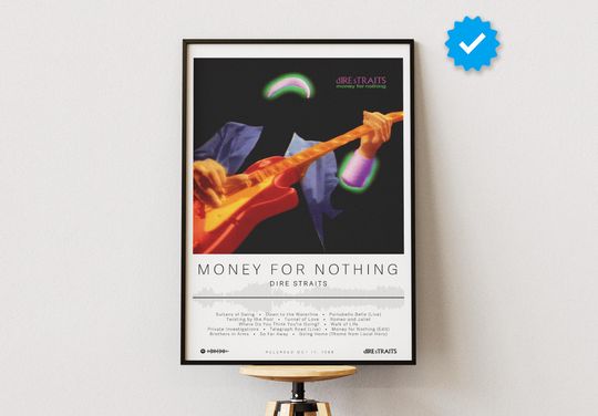 Discover Dire Straits Poster | Money For Nothing Poster | Album Poster Prints | Wall Decor Posters | Album Cover | Rock Music Poster
