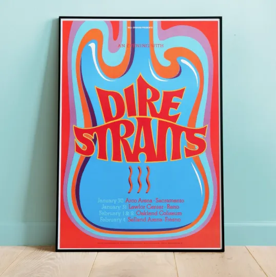 Dire Straits 1992 Tour Vintage Poster - 90s Music Fan Gift