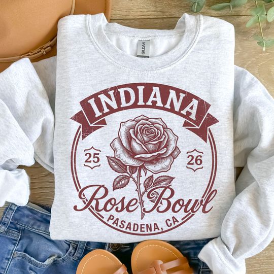 Indiana Rose Bowl Sweatshirt 2025 2026, Vintage Rose Football Design, Pasadena California Graphic Tee, Hoosiers Football Fan Gift