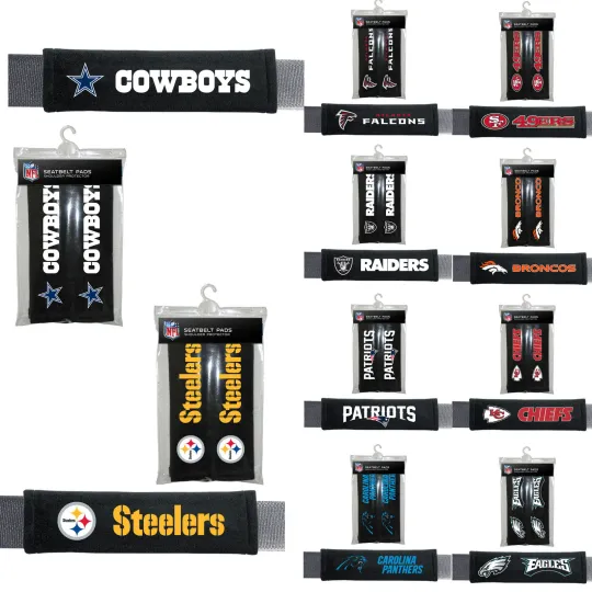 Discover football Pick your Teams Car Truck Bag Seat Belt Pads / Shoulder Pads Covers
