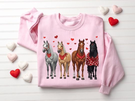 Discover Funny Horse Valentines Heart Sweatshirt, Animal Lover Valentine Gift, Farmer Love Shirt, Womens Valentines Outfit