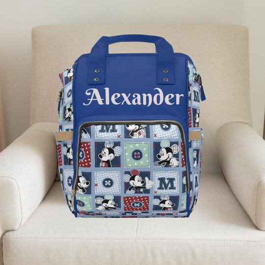 Discover Mickey Mouse Checkered Backpack,Disney,Mickey mouse Backpack,Boy diaper bag,Custom diaper bag,Checkered Backpack ,Mickey baby shower,