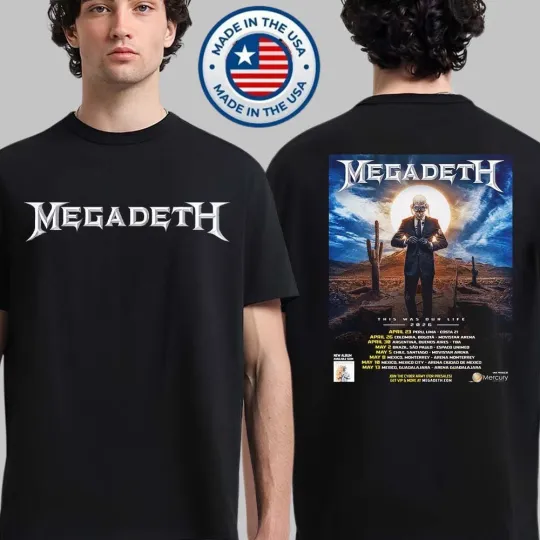 Megadeth This Was Our Life 2026 Tour Schedule Dates Double Sided Unisex T-Shirt