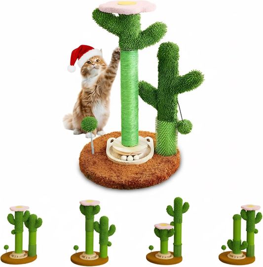 Discover 2025 New DIY Cactus Cat Scratching Post with Brush & Ball Toy | Modular Sisal Scratcher for Indoor Cats