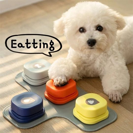 Discover 4pcs/set Pet Dog Cat Training Games Set with Pad Interactive Pet Communication Toy Pet Recording Conversation Button Easy To Use