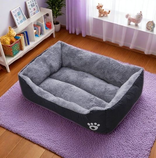 Discover Black Dog Bed Plush Sleeping Bed for Large, Medium and Small Dogs, Non-Slip and Bite-Resistant Pet Sleeping Mat