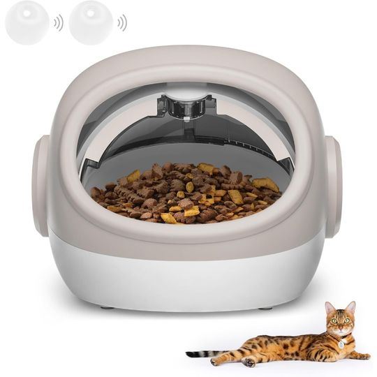 Discover Upgraded RFID Cat Feeder with Collar Sensor – 4 Feeding Modes, Anti-Theft Pet Feeder for Multi-Cat Households, Timed Collar