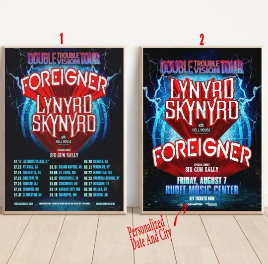 Custom Lynyrd Skynyrd Double Trouble Vision Tour 2026 North America Poster