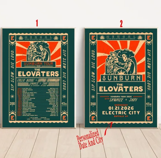 Discover Custom The Elovaters - Sunburn Tour 2026 Poster