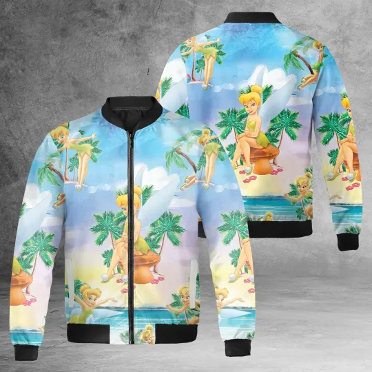 Tinker Bell Palm Tree Bomber Jacket for Summer Vacation