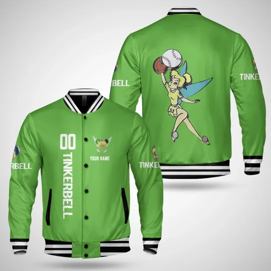 Personalized Tinker Bell Baseball Jacket for Women
