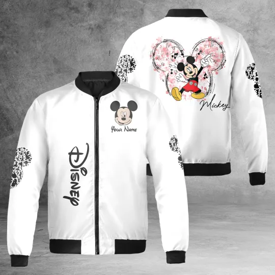 Discover Personalized Mickey Mouse Head Love Music Bomber Jacket