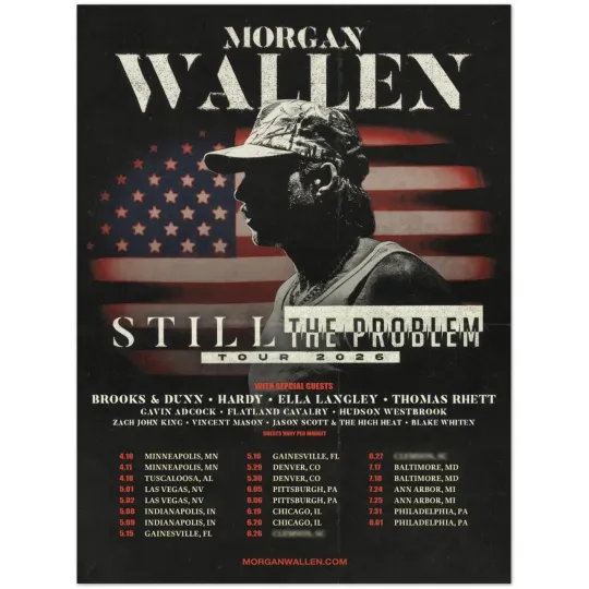 Discover Wallen Western Still The Problem Tour 2026 Concert Dates Poster