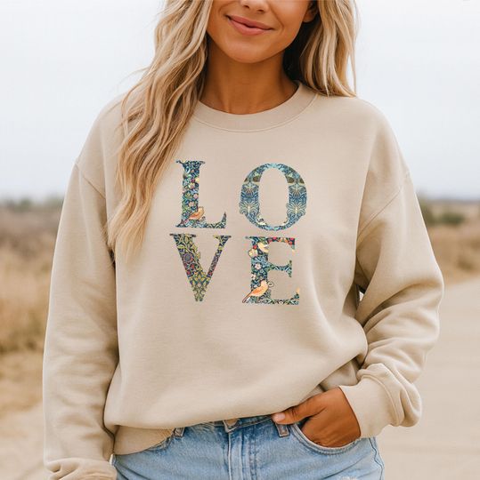 Discover Happy Valentine's Day Gift Tee, Floral LOVE Sweatshirt Romantic Vintage Pattern Valentine Gift