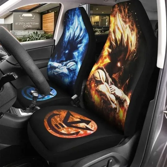 Discover Vegeta Saiyan Blue Car Seat Covers Custom Anime Car Decor Cover Seat For Him