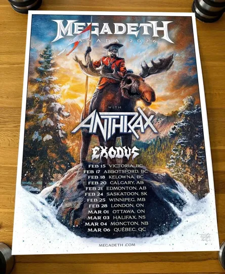 Discover NEW! Megadeth Canada Tour 2026 Poster