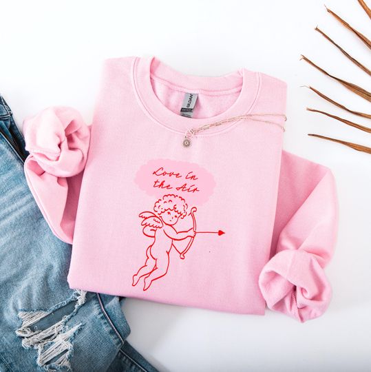 Discover Cupid Love Is In The Air Valentine Sweatshirt, Happy Valentine's Day Gift