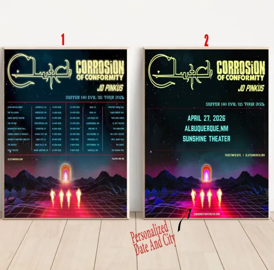 Discover Custom Clutch & Corrosion Of Conformity Suffer No Evil US Tour 2026 Poster