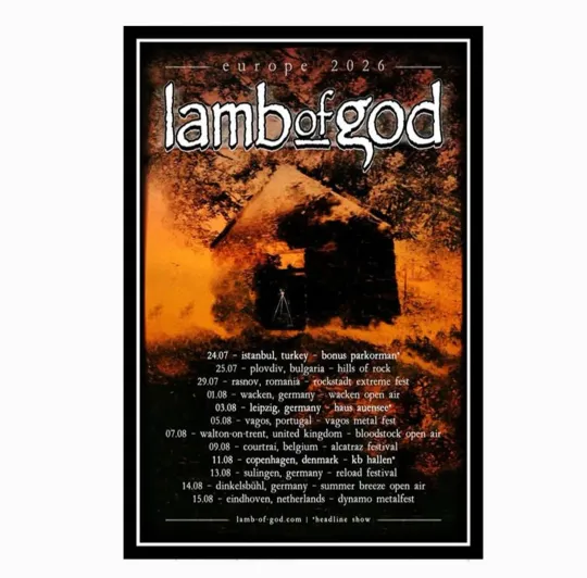 Discover Lamb Of God Europe Tour 2026 Poster