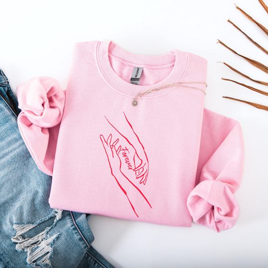 Discover Forever Line Art Couple Sweatshirt, Minimal Valentine Love Design, Gift for Couple