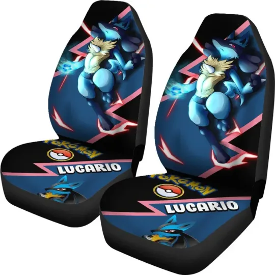 Discover Lucario Car Seat Covers Custom Anime Car Accessories Set Of 2 Unive