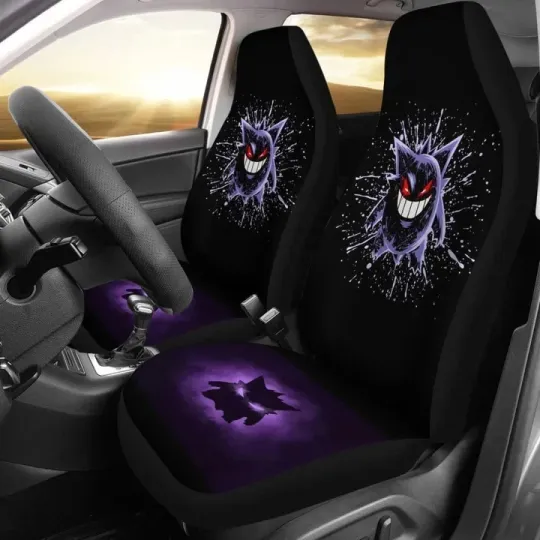 Discover Water Color Gengar PKM Car Seat Covers Universal Fit Set Of 2 Unive