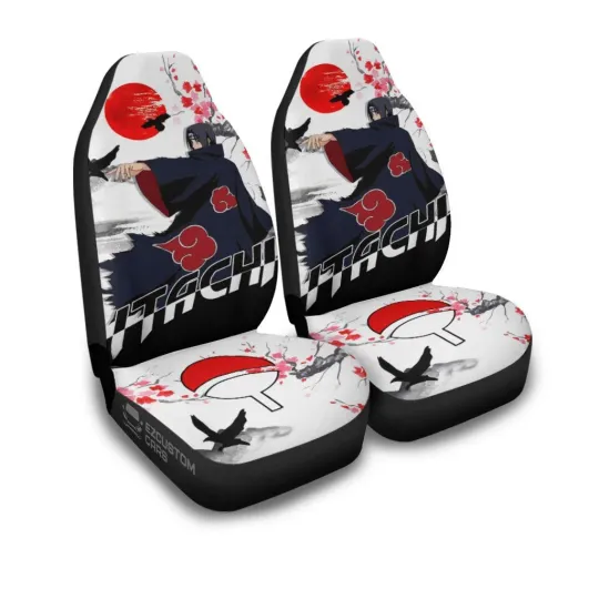 Discover Itachi Akatsuki Car Seat Covers Custom for Narutoo Anime Car Decor Set Of 2 Unive