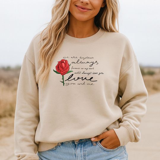 Discover Romantic Rose Sweatshirt, Always Love You Crewneck, Floral Valentine Top, Womens Pullover
