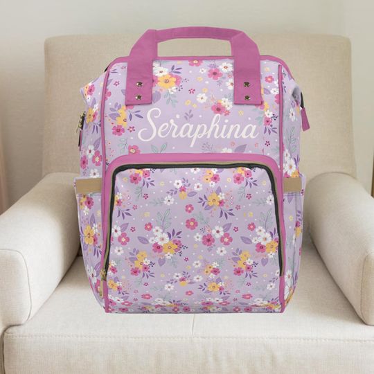 Discover Floral Diaper Bag: Boho Girl Backpack, Personalized