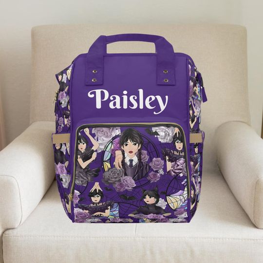 Discover Wednesday Addams Diaper Bag: Halloween Baby Shower Backpack,,wednesday backpack,Halloween themed bag,Custom diaper bag,Girl diaper bag