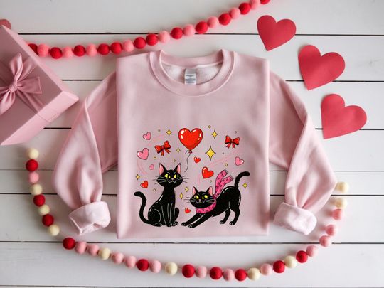 Discover Black Cat Couple Valentine Sweatshirt