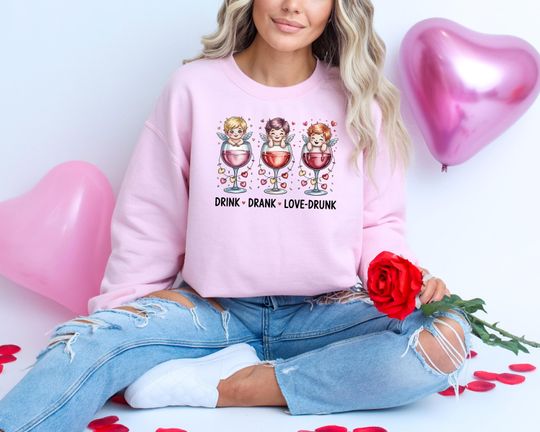 Discover Cupid Drink Drank Love Drunk Valentine's Day Sweatshirt