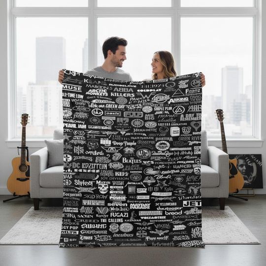 Discover Punk Rock Show Flyers Plush Blanket - Music Lover Throw
