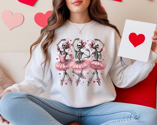 Discover Skeleton Dancing Sweatshirt, Valentine's Day Sweat