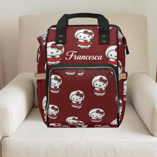 Discover Hello Kitty,Hello Kitty Christmas,Girl Diaper Bag, Custom diaper bag,Hello kitty baby shower,Girl Backpack, Christmas themed Backpack