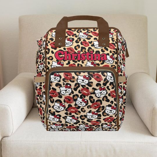Discover Hello Kitty Cheetah Print Diaper Bag: Stylish Girl's Backpack