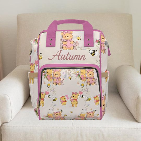 Discover Winnie the pooh,Winnie the pooh nursery,Girl diaper bag,Custom diaper bag,Winnie the pooh baby shower,Toddler backpack,Disney backpack