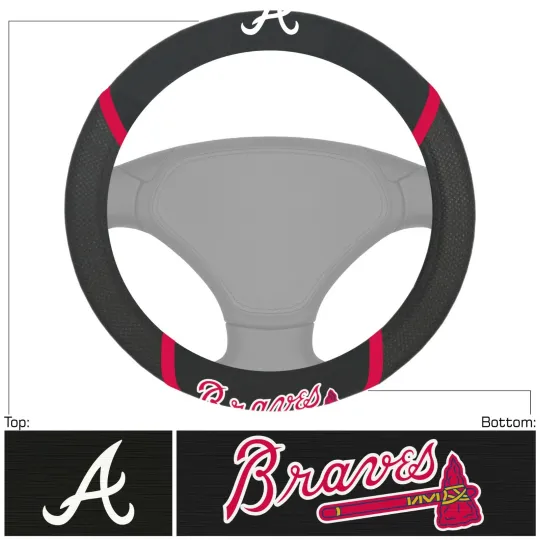 Discover Atlanta Braves Car Truck SUV Van Universal Fit Black Steering Wheel Cover