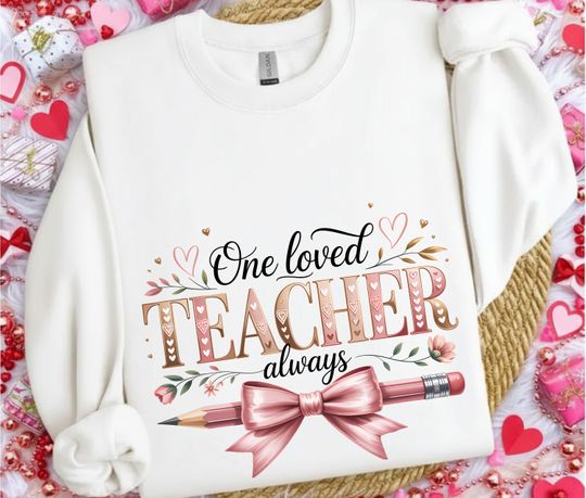 Discover One Loved Teacher Always Sweatshirt, Valentine's Day Sweat
