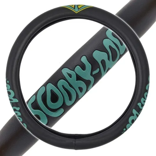 Discover Classic Scooby Doo Logo Black Synthetic Car Truck Steering Wheel Cover