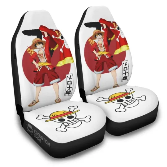 Luffy Car Seat Covers One Piece Luffy Flag for Car