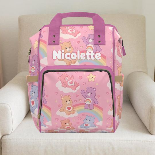 Discover Care Bears,Care bear gift,Care bear baby shower,Teddy bear,Teddy Bear Nursery.Girl diaper bag,Custom diaper bag,Expecting mom