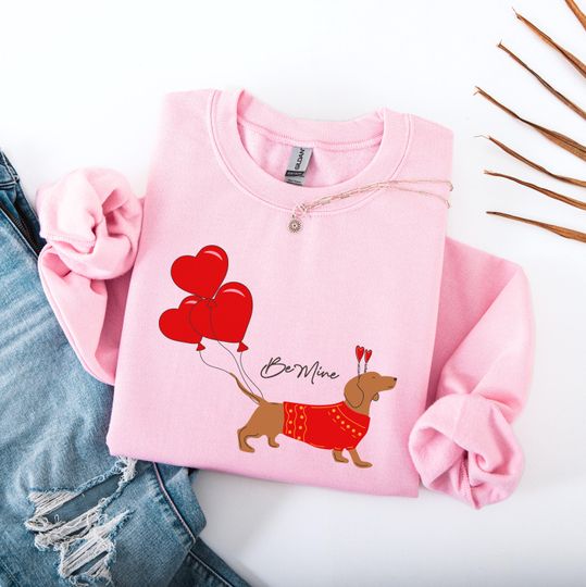 Discover Be Mine Dachshund Valentine Sweatshirt, Cute Dog Love Shirt, Gift for Couples