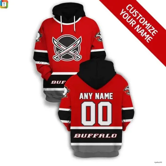 [Youth Size] Custom Name And Number Buffalo Sabres Hoodie Hockey Team Xmas Gift