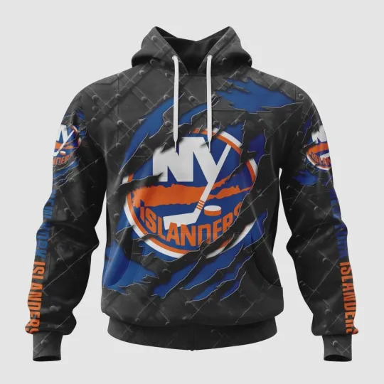 Discover Personalize New York Islanders Hoodie Pullover Special Black Metal Fan Gear Gift