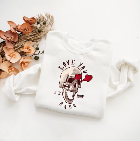 Discover Love You Babe Skull Shirt, Skeleton Valentine Tee, Edgy Gothic Top, Alternative Apparel
