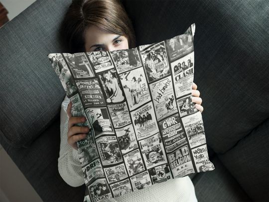 Discover Punk Rock Band Show Throw Pillow Vintage Music Lover Gift
