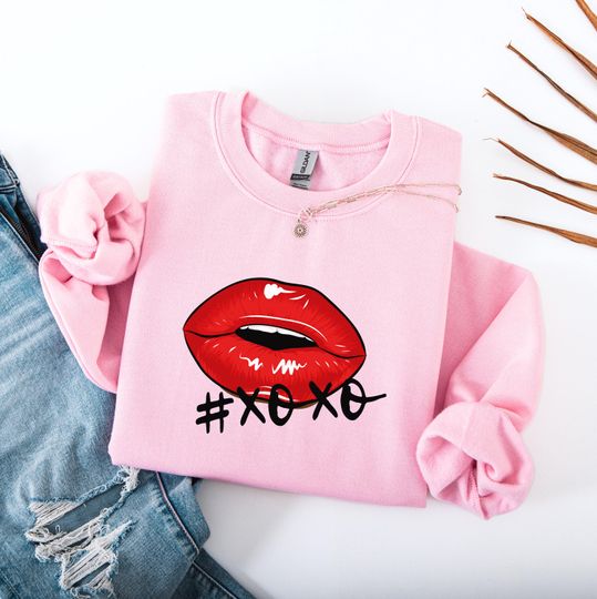 Discover XOXO Lips Valentine Graphic Sweatshirt, Gift for Valentine's Day